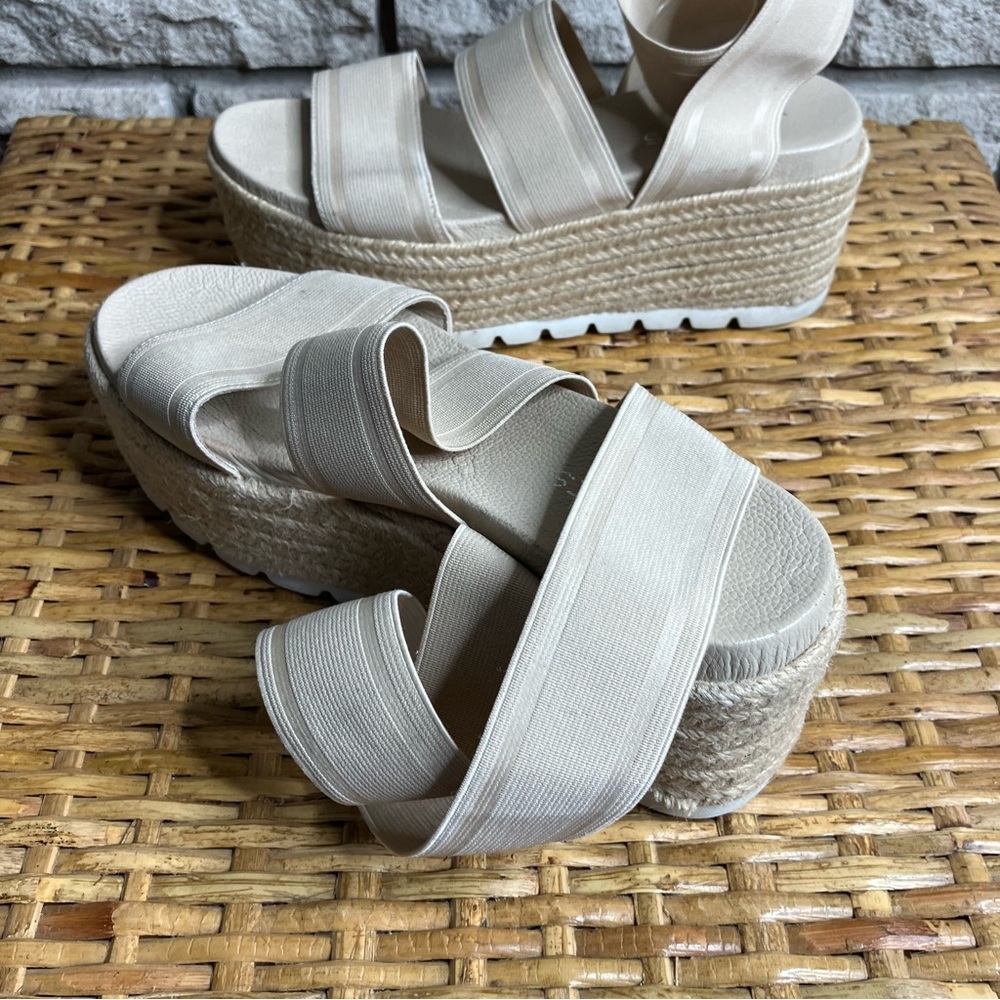 J Slides Platform Sandals Espadrille Elastic Comfy - Picture 6 of 7